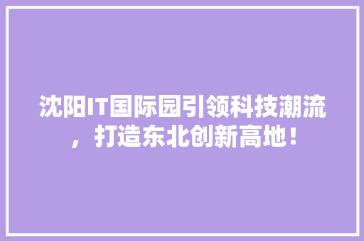 沈阳IT国际园引领科技潮流，打造东北创新高地！ 必应SEO