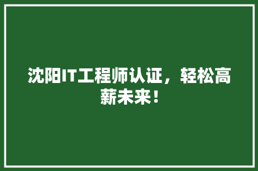 沈阳IT工程师认证，轻松高薪未来！ 百度SEO