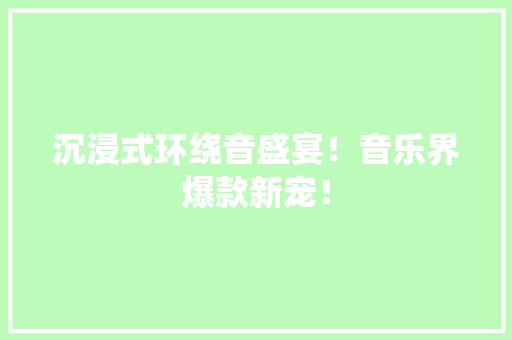 沉浸式环绕音盛宴！音乐界爆款新宠！ GoogleSEO