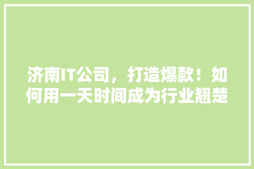 济南IT公司，打造爆款！如何用一天时间成为行业翘楚！ 神马SEO