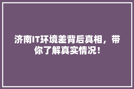济南IT环境差背后真相，带你了解真实情况！ 必应SEO
