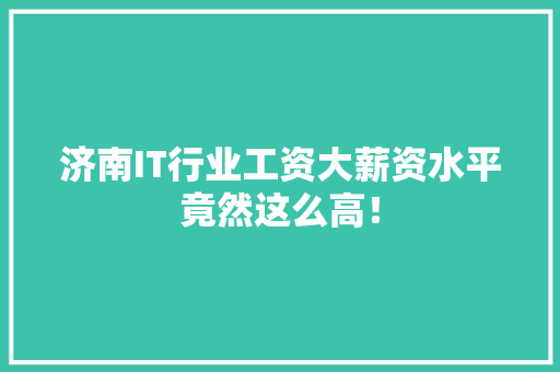济南IT行业工资大薪资水平竟然这么高！ 神马SEO