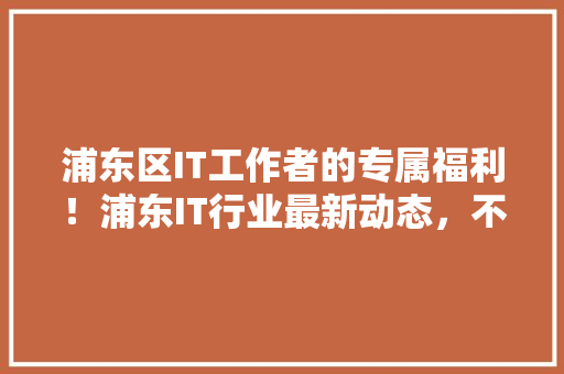 浦东区IT工作者的专属福利！浦东IT行业最新动态，不容错过！ 百度SEO
