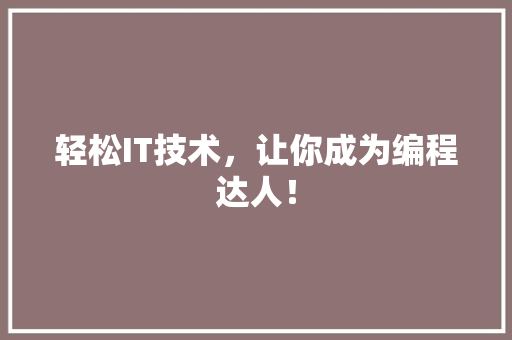 轻松IT技术，让你成为编程达人！ GoogleSEO