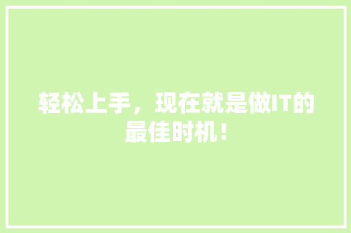 轻松上手，现在就是做IT的最佳时机！ GoogleSEO