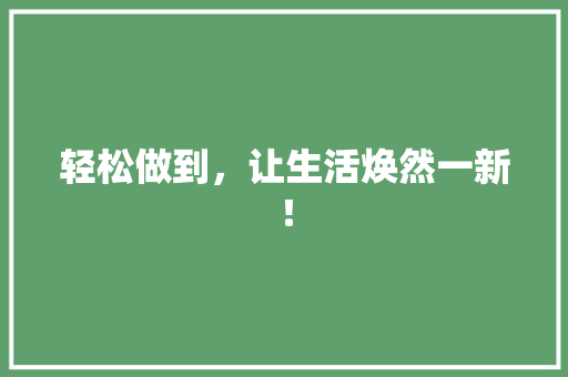 轻松做到，让生活焕然一新！ 神马SEO
