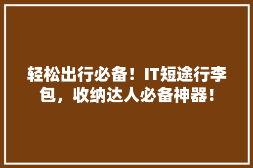 轻松出行必备！IT短途行李包，收纳达人必备神器！ GoogleSEO