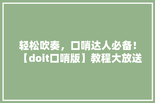 轻松吹奏，口哨达人必备！【doit口哨版】教程大放送，让你成为街头焦点！ GoogleSEO