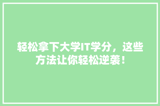 轻松拿下大学IT学分，这些方法让你轻松逆袭！ 神马SEO