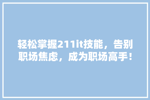 轻松掌握211it技能，告别职场焦虑，成为职场高手！ 神马SEO