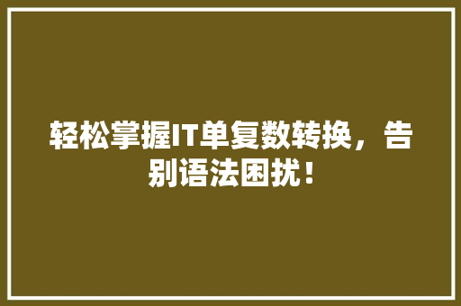 轻松掌握IT单复数转换，告别语法困扰！ 百度SEO