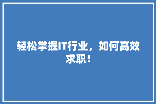 轻松掌握IT行业，如何高效求职！ 必应SEO