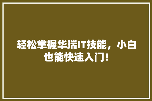 轻松掌握华瑞IT技能，小白也能快速入门！ 百度SEO