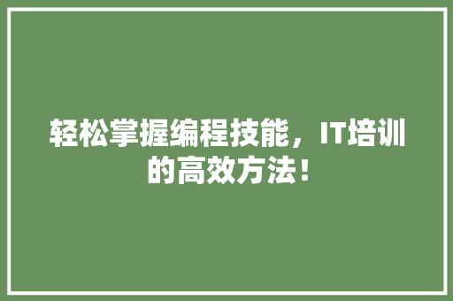 轻松掌握编程技能，IT培训的高效方法！ 必应SEO