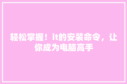 轻松掌握！it的安装命令，让你成为电脑高手 百度SEO