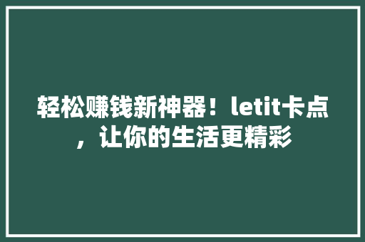 轻松赚钱新神器！letit卡点，让你的生活更精彩 必应SEO