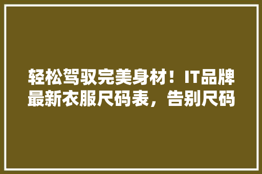 轻松驾驭完美身材！IT品牌最新衣服尺码表，告别尺码烦恼！ GoogleSEO