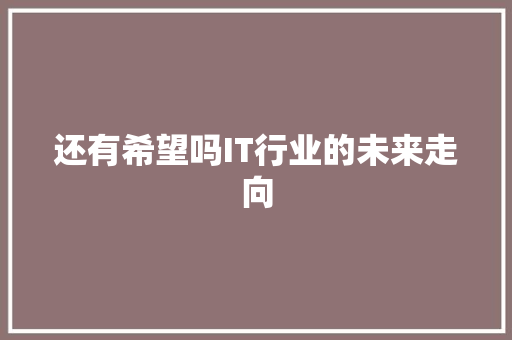 还有希望吗IT行业的未来走向 GoogleSEO