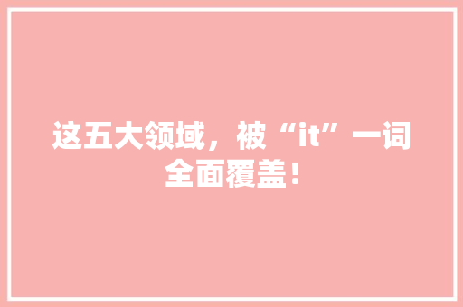 这五大领域，被“it”一词全面覆盖！ 搜狗SEO