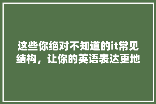 这些你绝对不知道的it常见结构，让你的英语表达更地道！ GoogleSEO
