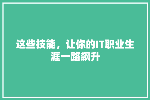 这些技能，让你的IT职业生涯一路飙升 百度SEO