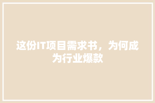 这份IT项目需求书，为何成为行业爆款 必应SEO