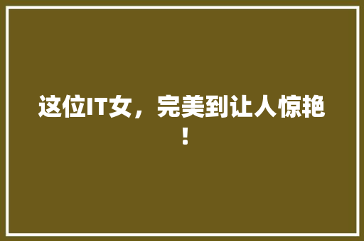 这位IT女，完美到让人惊艳！ 神马SEO