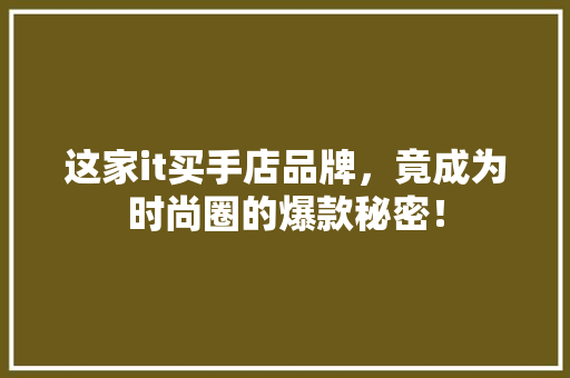 这家it买手店品牌，竟成为时尚圈的爆款秘密！ GoogleSEO