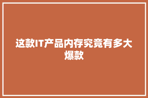 这款IT产品内存究竟有多大爆款 神马SEO