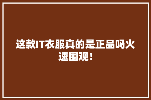 这款IT衣服真的是正品吗火速围观！ 搜狗SEO