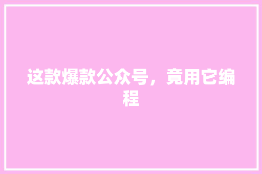 这款爆款公众号，竟用它编程 百度SEO
