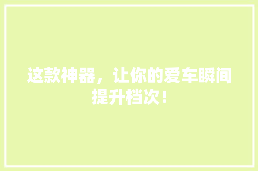 这款神器，让你的爱车瞬间提升档次！ GoogleSEO