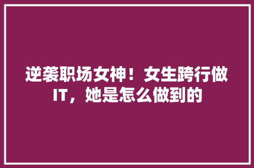 逆袭职场女神！女生跨行做IT，她是怎么做到的 GoogleSEO