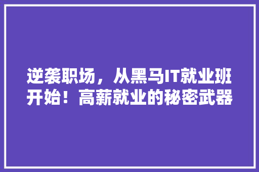 逆袭职场，从黑马IT就业班开始！高薪就业的秘密武器！ 神马SEO