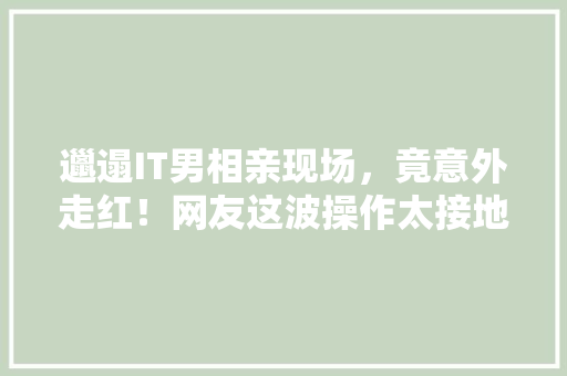 邋遢IT男相亲现场，竟意外走红！网友这波操作太接地气了！ GoogleSEO
