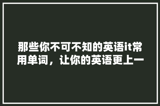 那些你不可不知的英语it常用单词，让你的英语更上一层楼！ 必应SEO