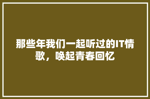 那些年我们一起听过的IT情歌，唤起青春回忆 神马SEO