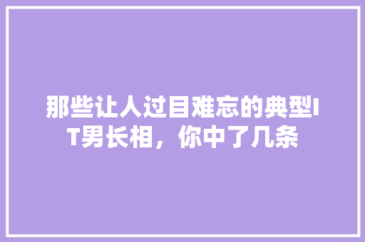 那些让人过目难忘的典型IT男长相，你中了几条 百度SEO