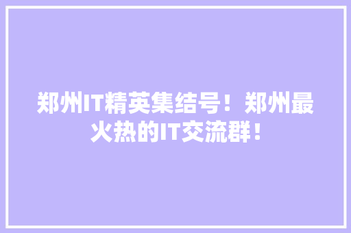 郑州IT精英集结号！郑州最火热的IT交流群！ GoogleSEO