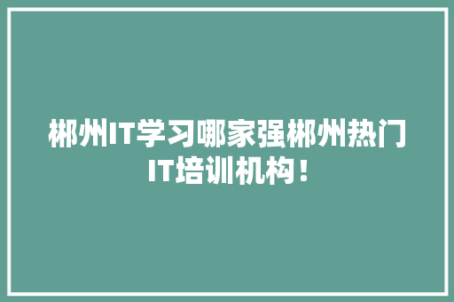 郴州IT学习哪家强郴州热门IT培训机构！ 百度SEO