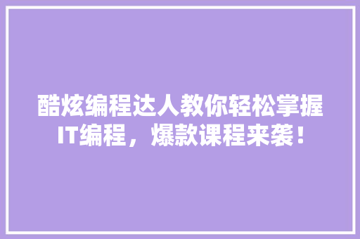 酷炫编程达人教你轻松掌握IT编程，爆款课程来袭！ 必应SEO
