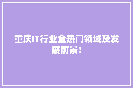 重庆IT行业全热门领域及发展前景！ 必应SEO