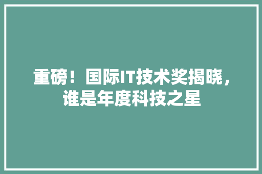 重磅！国际IT技术奖揭晓，谁是年度科技之星 搜狗SEO