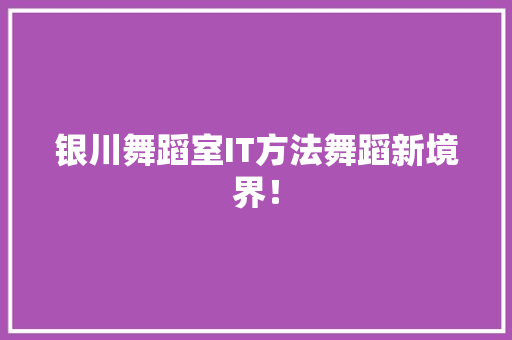 银川舞蹈室IT方法舞蹈新境界！ GoogleSEO