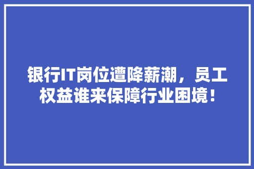 银行IT岗位遭降薪潮，员工权益谁来保障行业困境！ 搜狗SEO