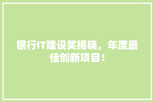 银行IT建设奖揭晓，年度最佳创新项目！ 必应SEO