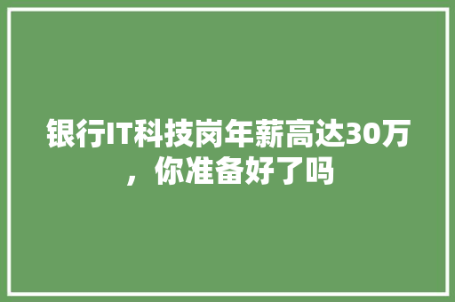 银行IT科技岗年薪高达30万，你准备好了吗 GoogleSEO