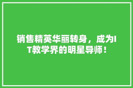 销售精英华丽转身，成为IT教学界的明星导师！ 搜狗SEO