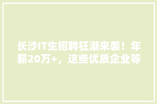 长沙IT生招聘狂潮来袭！年薪20万+，这些优质企业等你来挑！ 搜狗SEO