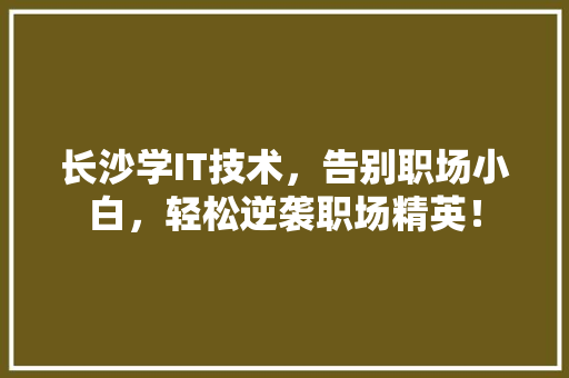 长沙学IT技术，告别职场小白，轻松逆袭职场精英！ 神马SEO